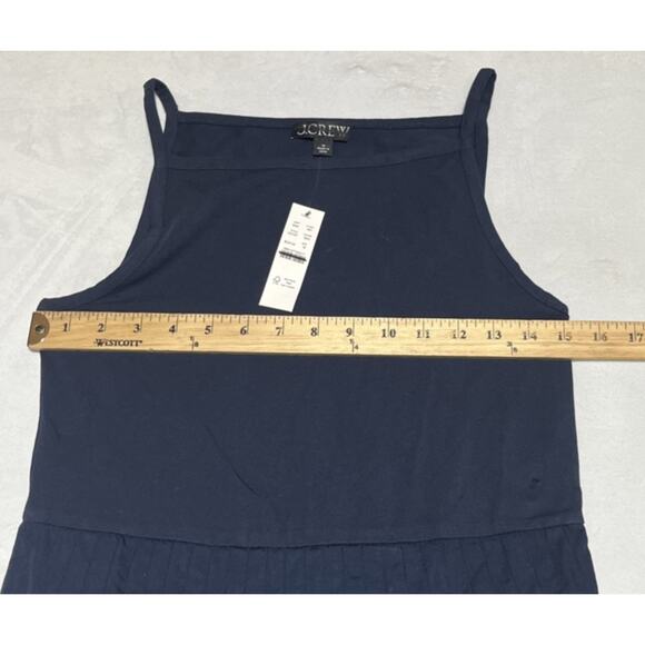 J Crew Pintuck Midi Dress Medium Navy Blue Sleeveless Minimalist Classic A Line - Picture 7 of 12